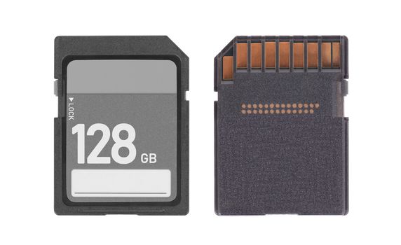 Memory card isolated on white background - 128 Gigabyte