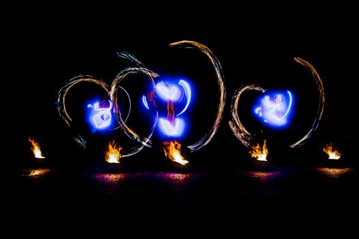 fiery pieces of a fire show