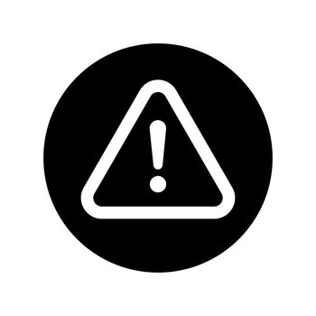 The attention icon in black circle. Danger symbol