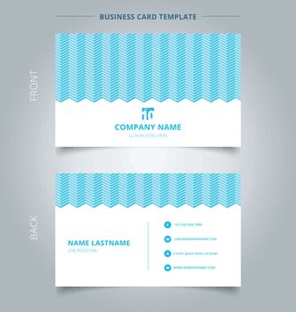 Namecard template white color serrated lines pattern on blue bac