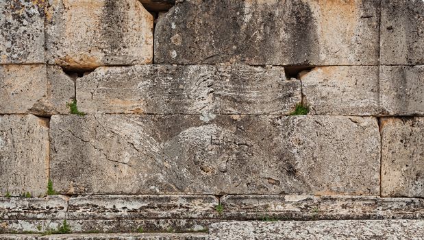 Texture of stone wall in ancient city, Hierapolis