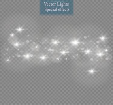 Vector glowing stars, lights and sparkles.