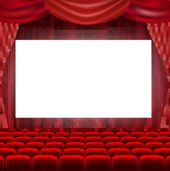 Cinema Screen With Red Curtains