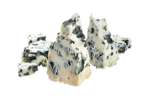 Blue cheese isolated on white background with clipping path