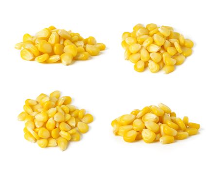 Sweet whole kernel corn on white background