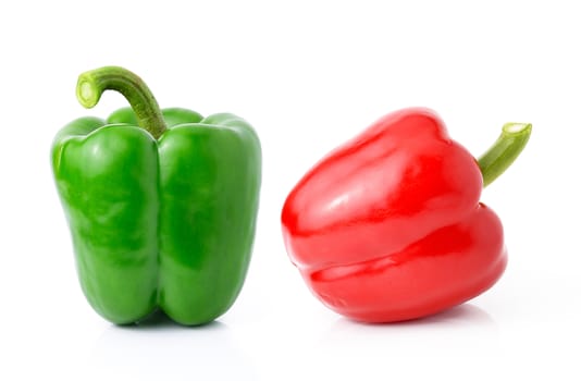 red green pepper on white background