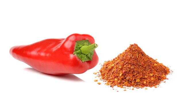 Sweet pepper and cayenne pepper  isolated on a white background