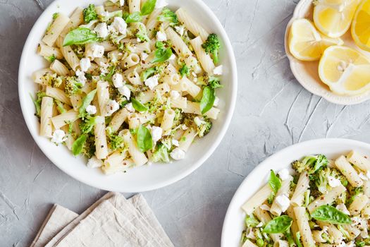 Vegetarian Pasta With Broccoli And Feta Cheese