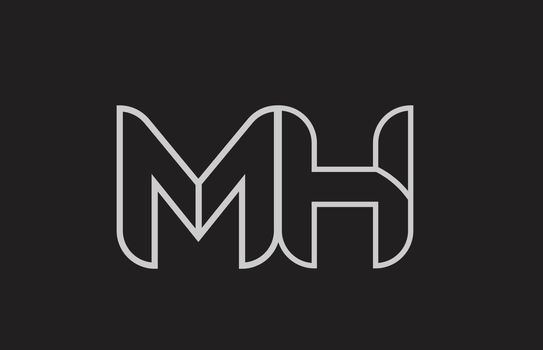 black and white alphabet letter mh m h logo combination