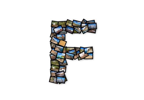 Letter F uppercase font shape alphabet collage made of my best l