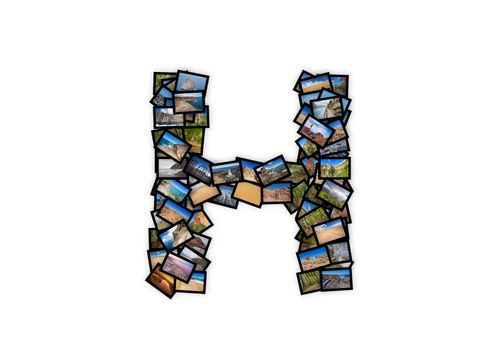 Letter H uppercase font shape alphabet collage made of my best l