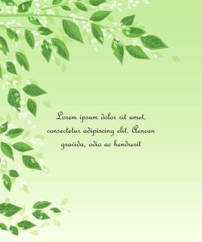 Vector illustration Natural background with green leaves. Fresh green tree leaves