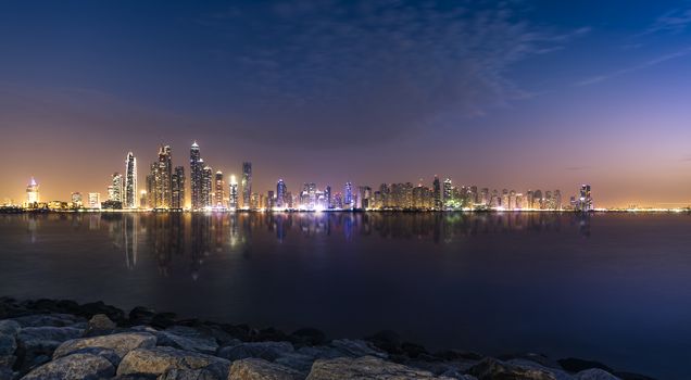 Dubai marina during twilight 