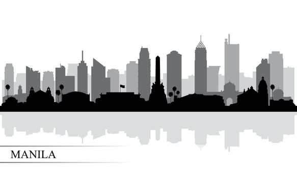Manila city skyline silhouette background