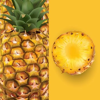 Pineapple on a bright yellow
