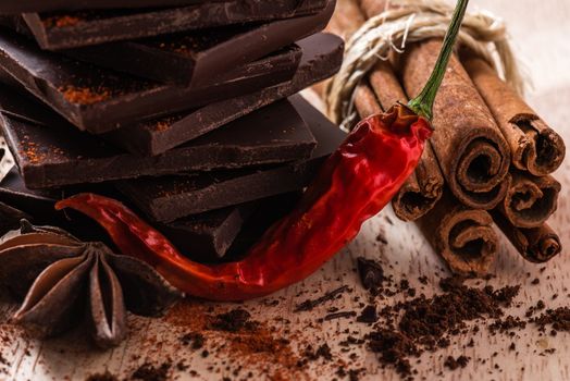 Red Chili Pepper with Chocolate