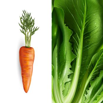 Carrot and lettuce illustration