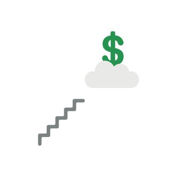 Flat design style vector concept of reach to dollar with stairs 