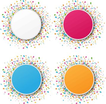 Banners Set With Confetti White Background With Gradient Mesh, Vector Illustration