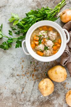 Buckwheat soup with meatballs