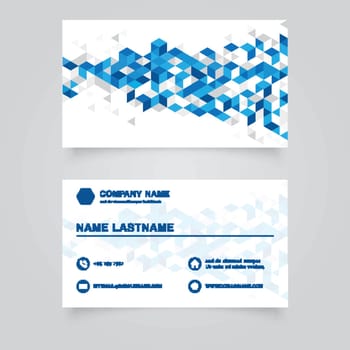 Business Namecard abstract blue geometric background with polygo