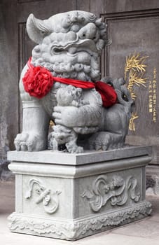 Chinese lion at the entrance of a temple