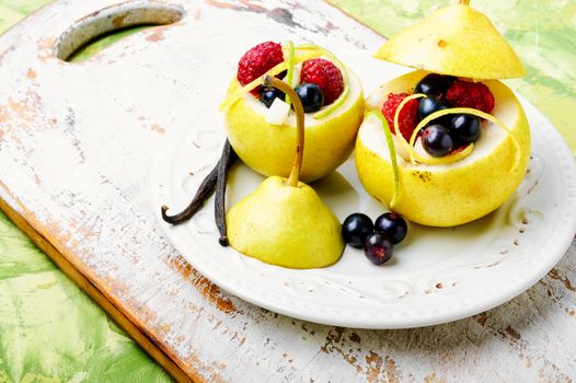 Pear with berry stuffing