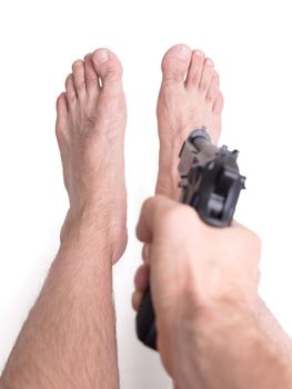 Man shooting himself in the foot