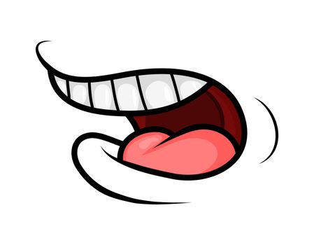 Cartoon Mouth smile. Tongue, Teeth. Expressive Emotions. Simple 