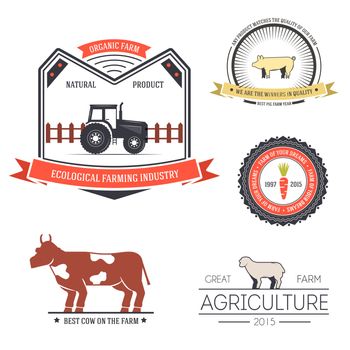 farm label template of emblem element for your product or design, web and mobile applications with text. Vector illustration with thin lines isolated icons on stamp symbol.