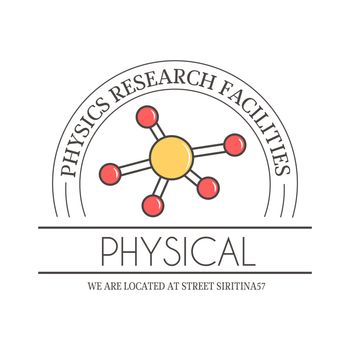 physical school education vector illustration. Atom scientific research label. Abstract icon molecular symbol element design