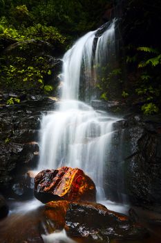 Tranquil waterfall idyllic Blue Mountains