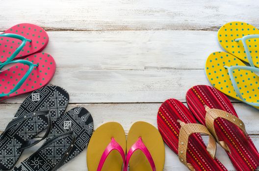 sandal various styles on a wooden floor - lifestyles.