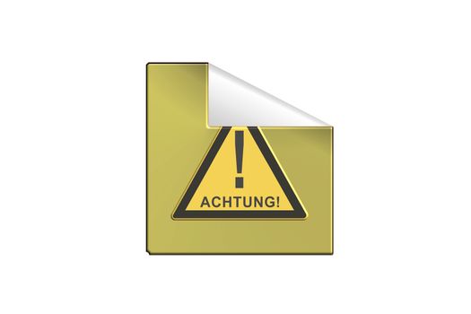 Yellow warning sign Sticker in 3 D 