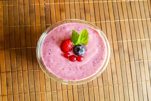 Low calorie food. Fresh healthy blueberries raspberries    