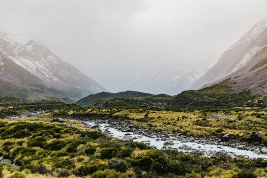 Hooker Valley Track hiking trail, New Zealand.