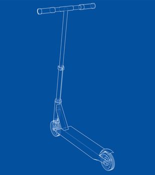 Kick scooter outline. 3d illustration