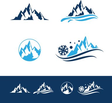 Mountain and Rock Flat Logo Set