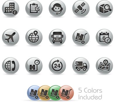 Shipping and Tracking Icons -- Metal Round Series