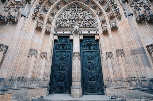 St. Vitus cathedral door in Prague Czech Republic