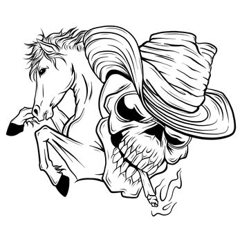 vector illustration skull cowboy ride a horse