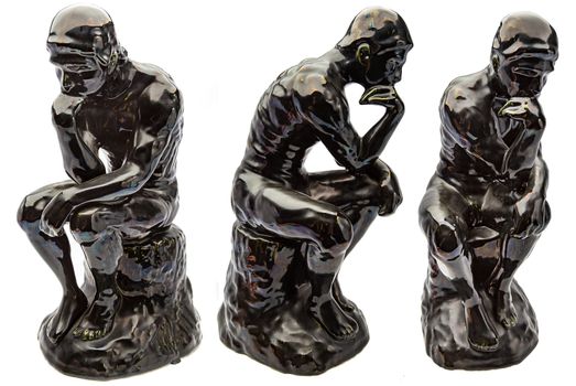 Glossy ceramic statue of the thinker