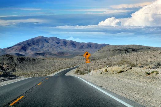 Great American road, crossing a huge Death Valley in Nevadia