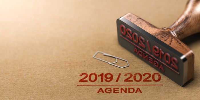 Agenda or Planning from 2019 to 2020 Over Recycled Paper Backgro