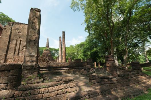 Old city of worship place landmarks, history park of Si-Satchana
