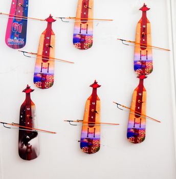 Set of  models of wooden musical instruments 