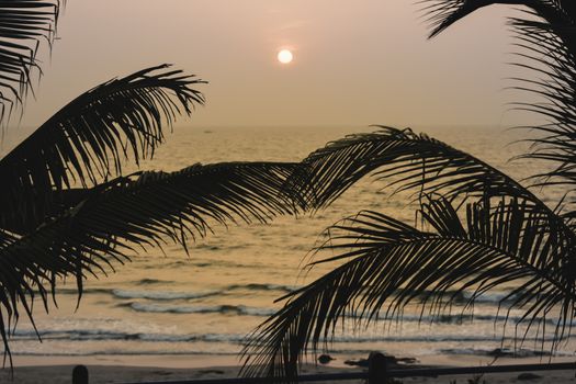 Panorama landscape view of sea beach in sunset ( MUMBAI, MAHARASTRA, INDIA)