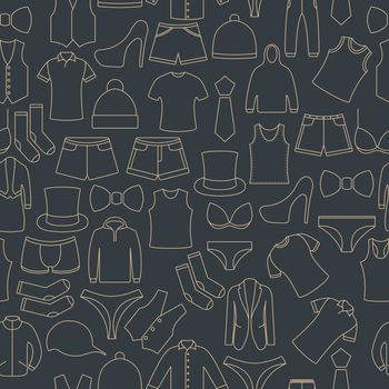 Seamless pattern from a set of clothes icons, vector illustration.