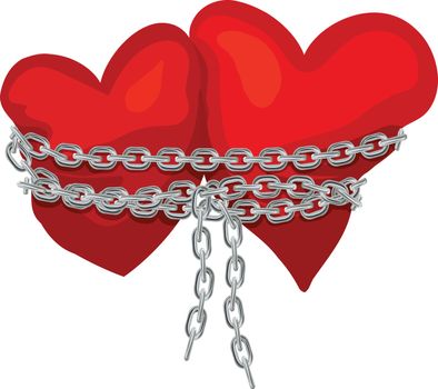 Two hearts linked by a chain