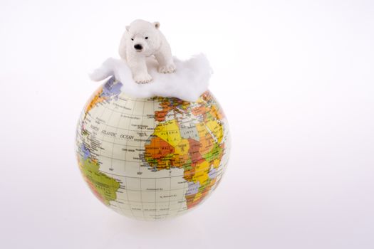 Polar bear on globe